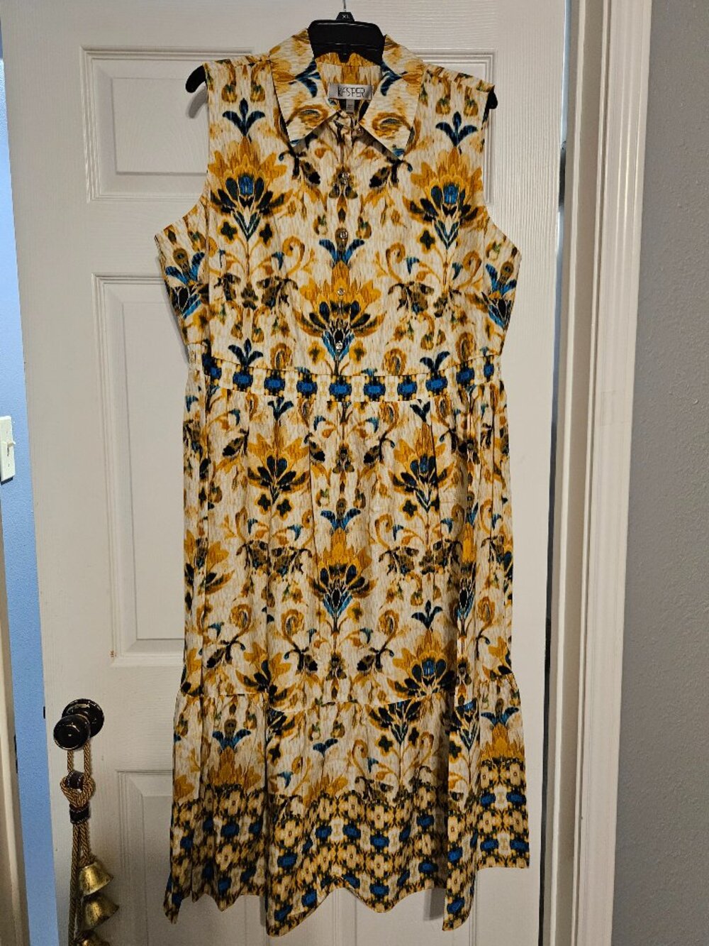 Kasper Sleeveless Collared Midi Tiered Dress Size 18W